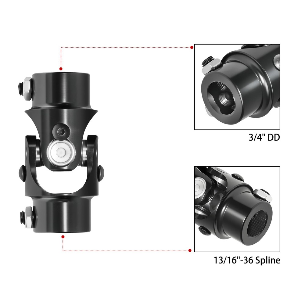 13/16"-36 Spline x 3/4" DD Black x Single,