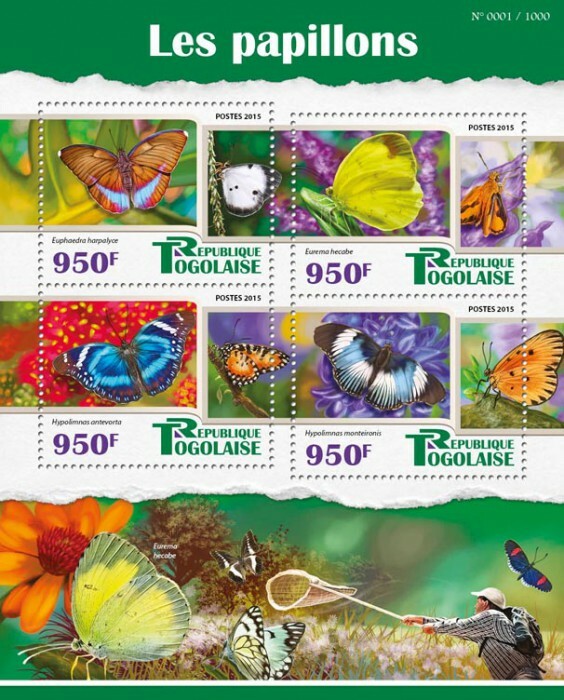 2015 TOGO MNH. BUTTERFLIES   |  Y&T Code: 4730-4733  |  Michel Code: 6993-6996