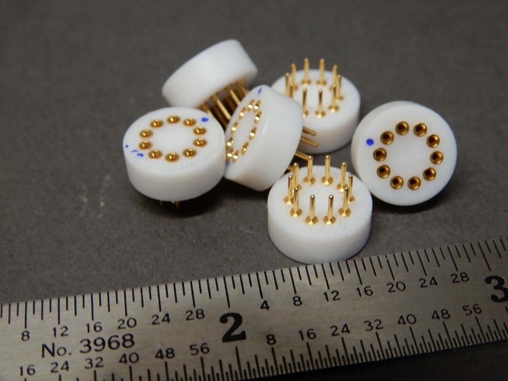 Augat 10 Pin Transistor Sockets Qty 6 NOS PCB Mount