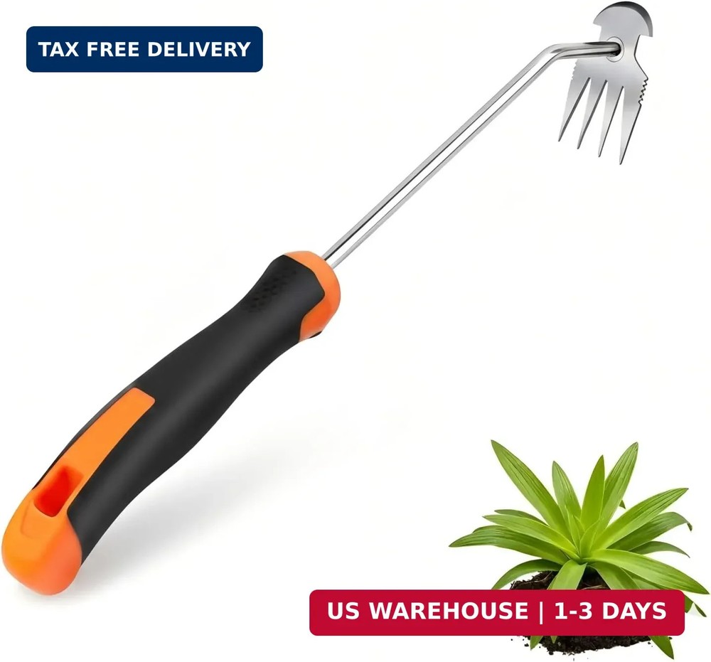 Weed Puller Tool, portable garden tool, Four-Tined Weeding Tool, Uprooting Weedi