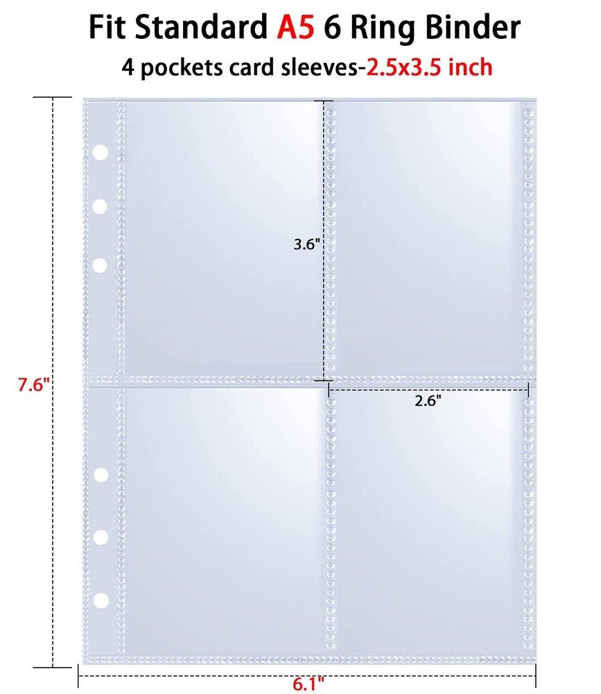 40 Pack 320 Pockets 6 Ring A5 Binder Transparent/Green