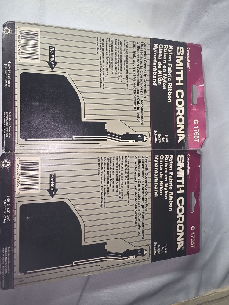 2 - Smith Corona Ribbon C17657 Unopened For Side Loading Typewriter Replacement