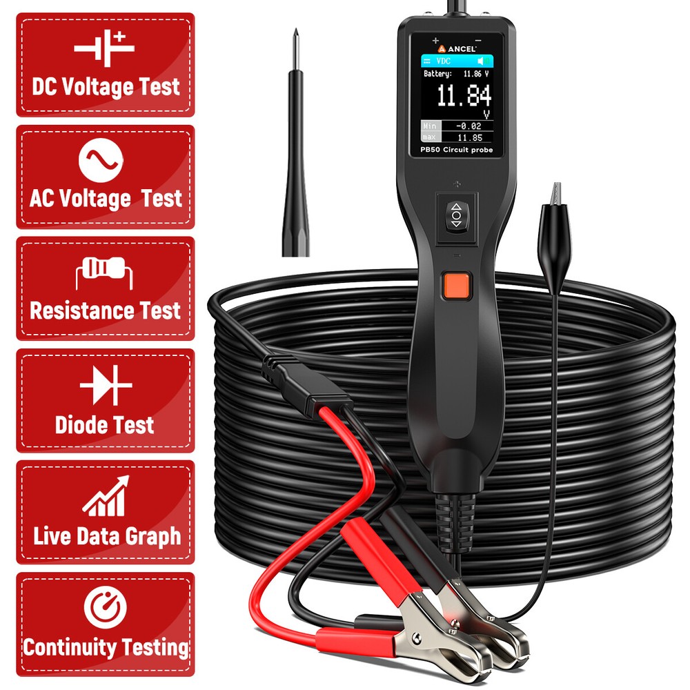 12V/24V AC DC Volt Probe Circuit Tester Electrical System Resistance Diode Test