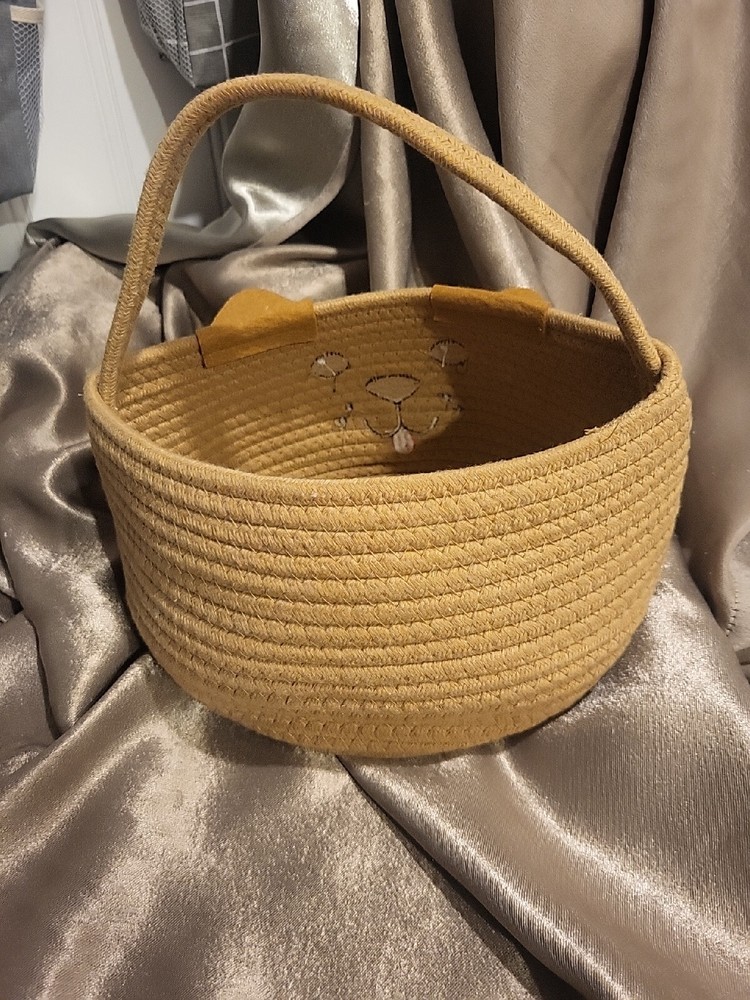 Puppy Braided Cotton Basket With Handle