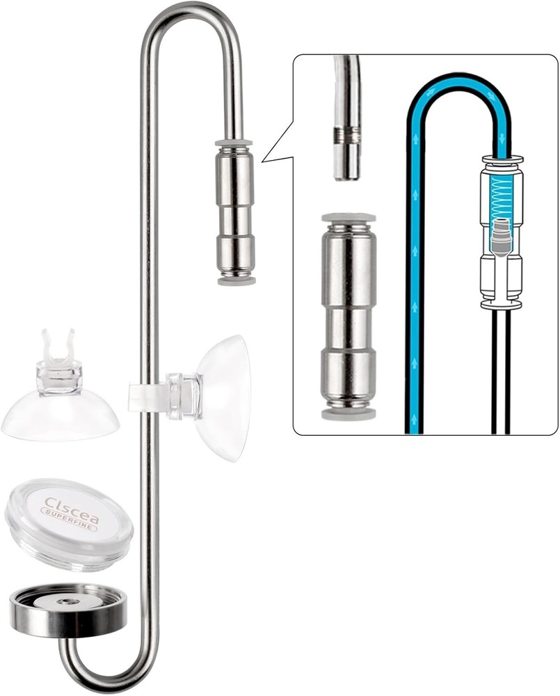 Stainless Steel Aquarium CO2 Diffuser Atomizer 35cm with Check Valve