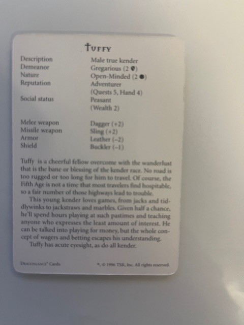 Dragonlance Fifth Age 1996 TSR Fate deck card