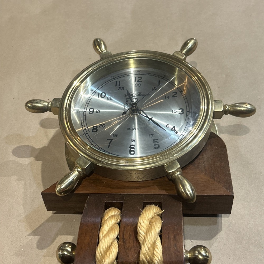 SETH THOMAS MARITIME, SOLID BRASS, SHIP'S TABLE TOP CLOCK Damaged Stand Working