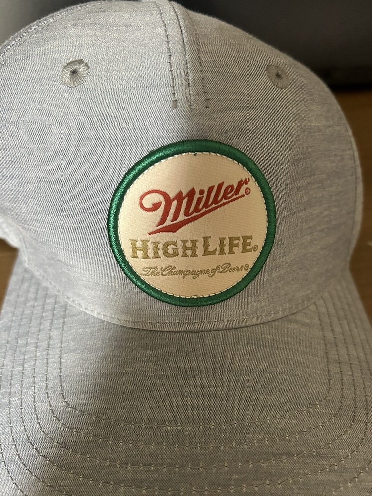 Miller High Life Beer Brand Patch Adjustable Hat Grey
