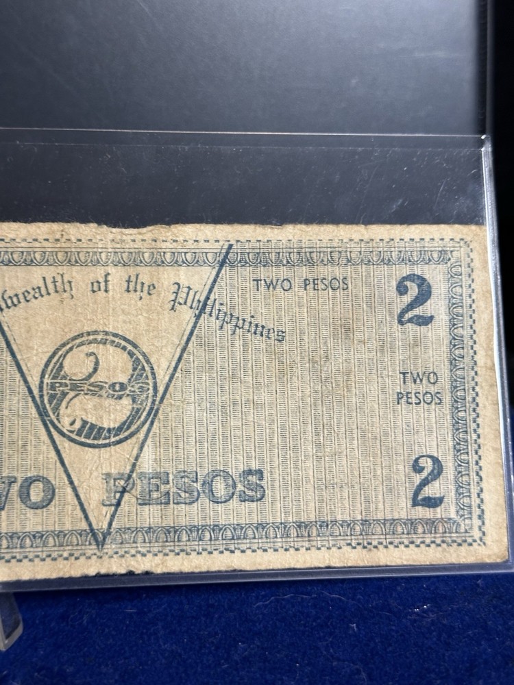 1942 Philippines WWII Guerrilla Emergency Issue 2 Pesos Emergency Note