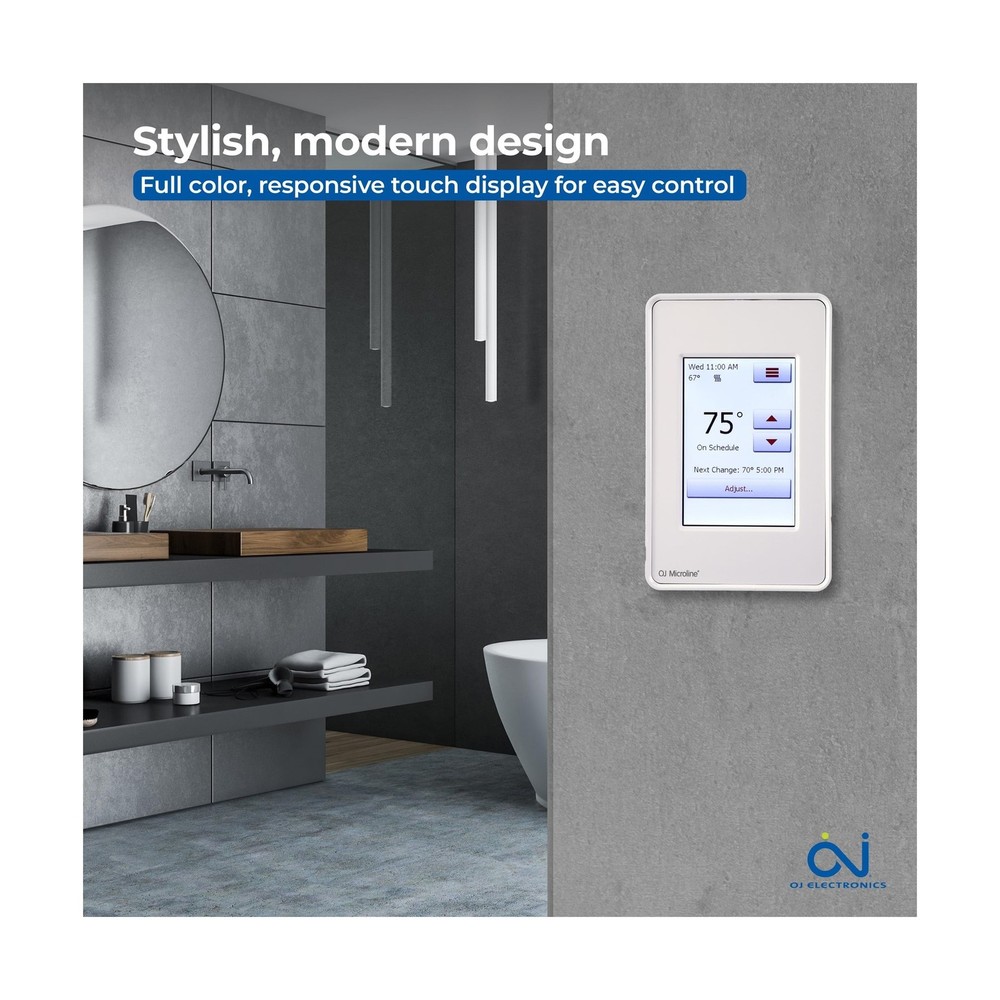 OJ Microline UDG4 Touchscreen Programmable Heated Floor Thermostat w/Class A ...