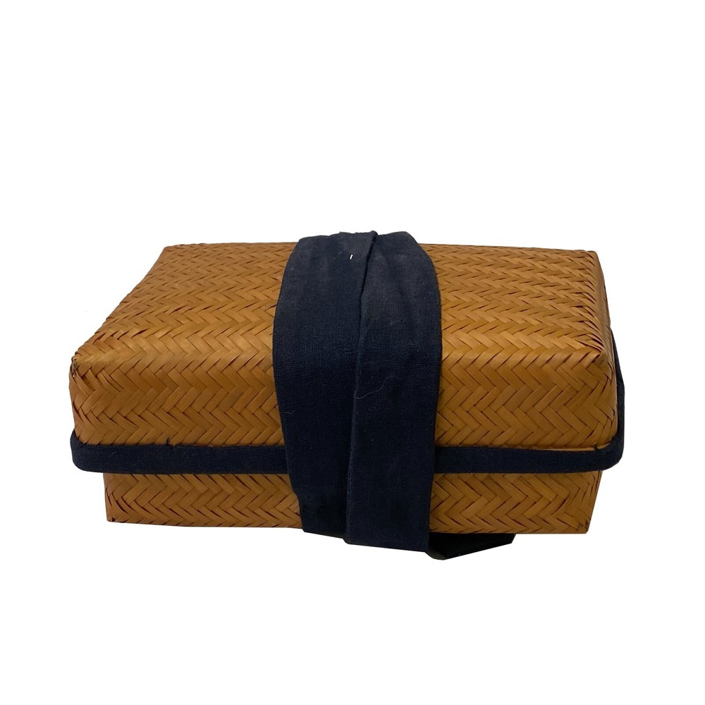 Asian Handmade Rustic Brown Rattan Rectangular Accent Storage Box ws2976
