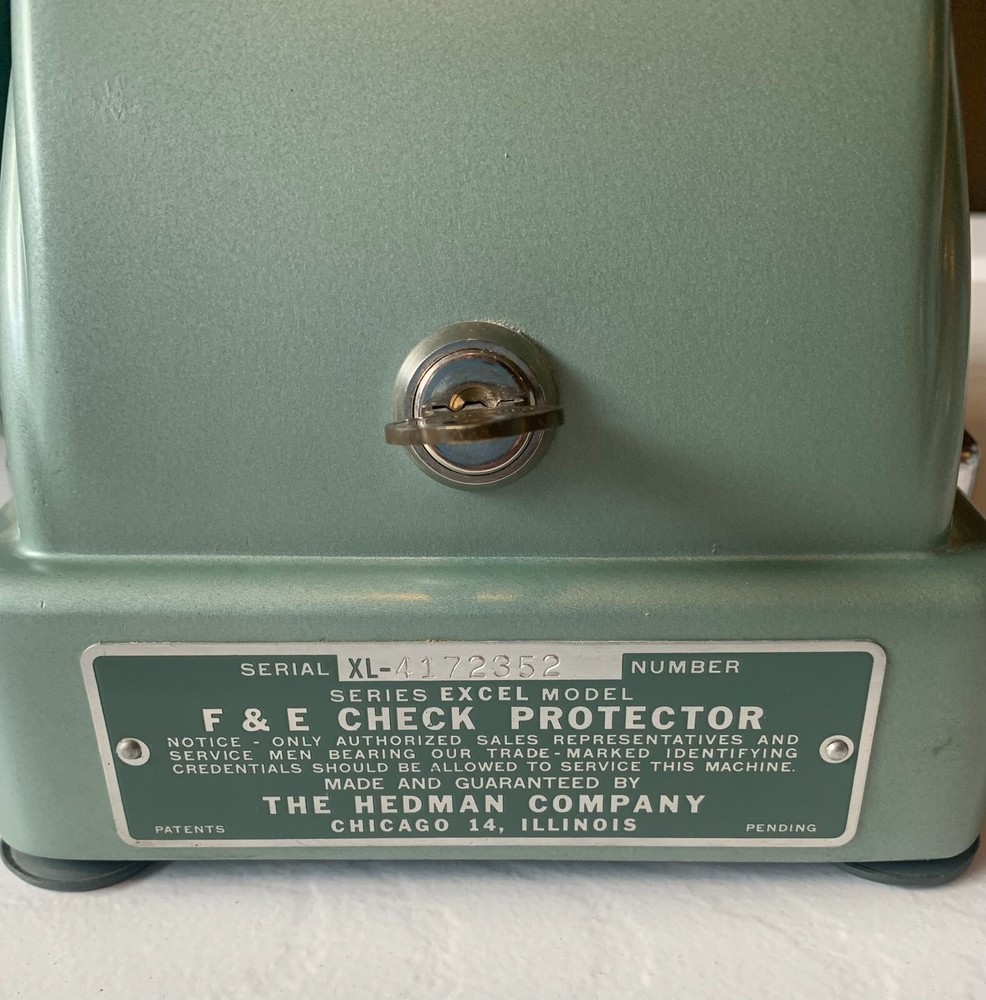 Vintage Hedman Company F & E Check Protector, Series Excel Model