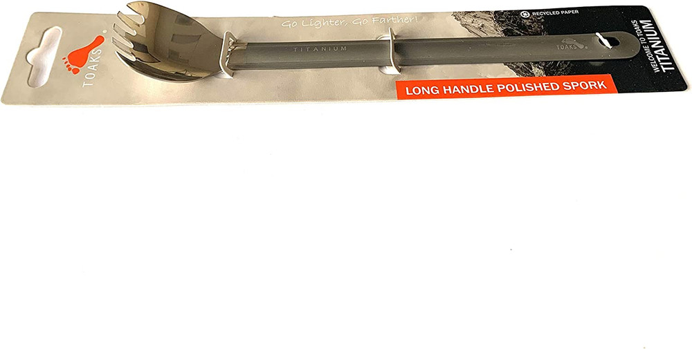 Titanium Long Handle Spork with Polished Bowl