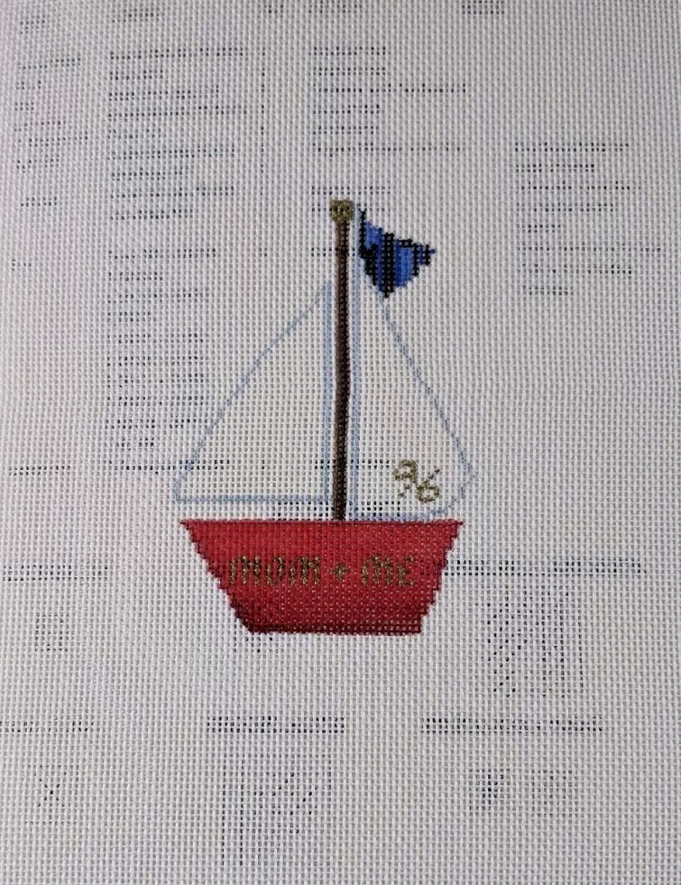 June McKnight MOM & ME SAILBOAT Child Beginner Learn Needlepoint Canvas & Chart