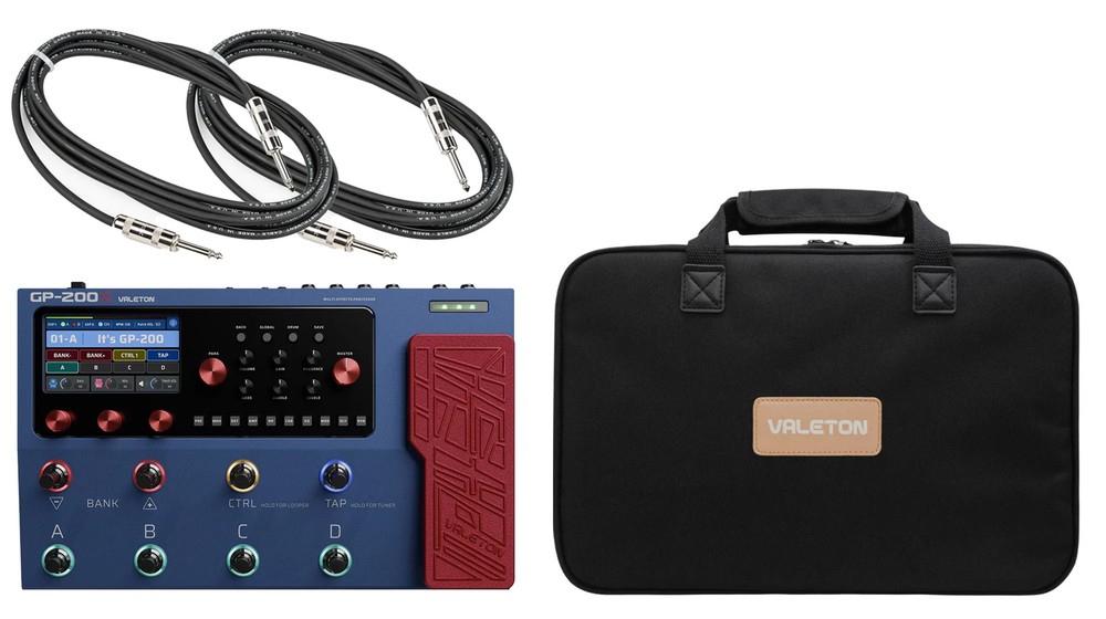 Valeton GP-200X-K Bundle with Multi-Effects Processor, 2x Cables, and GPB-1 Bag