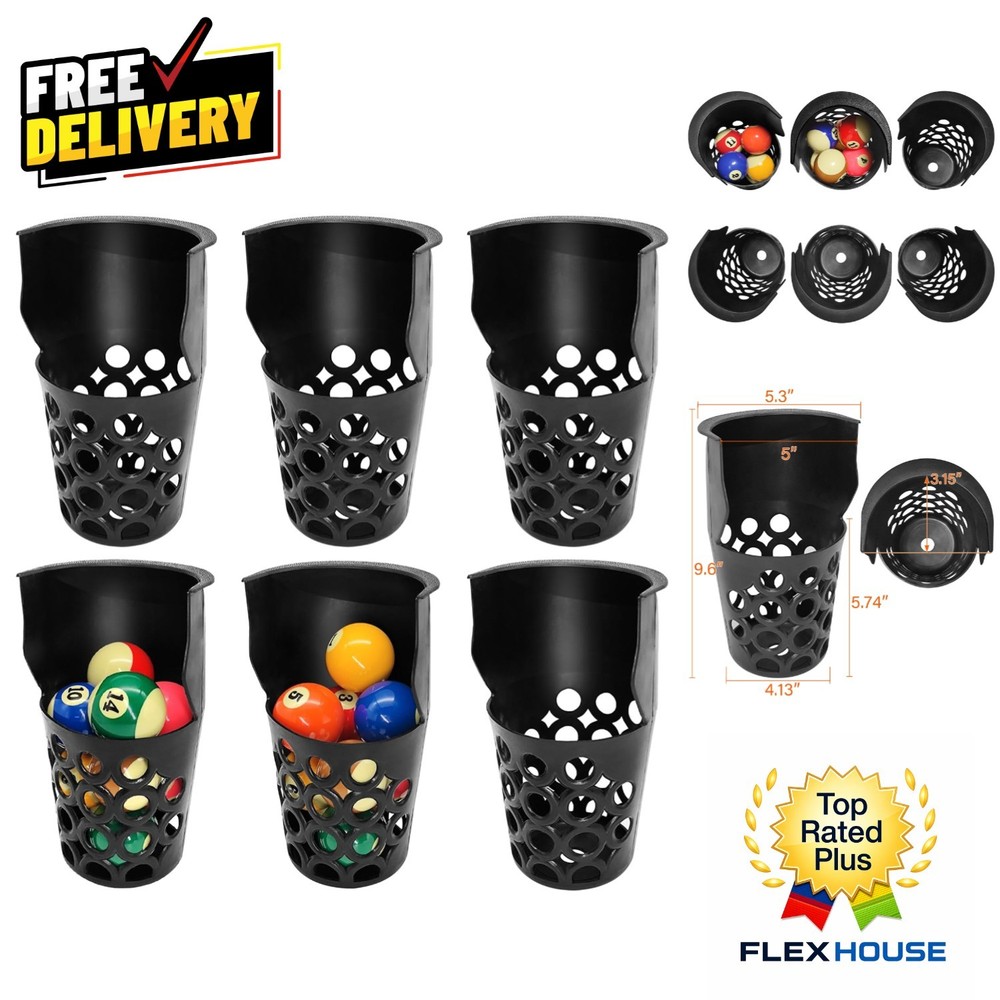 Set of 6 Large Capacity Plastic Pool Table Pockets for Billiards - Easy DIY