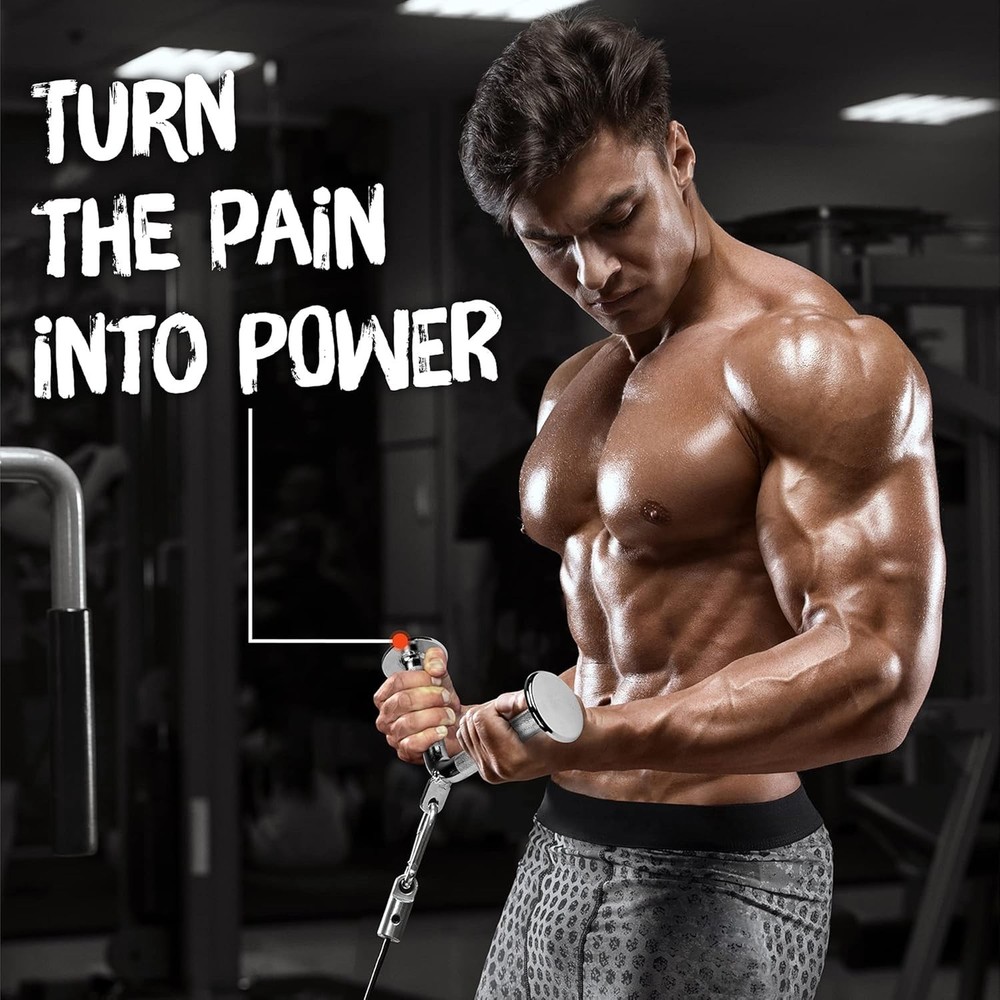 3-Piece Cable Machine Attachment Set for Home Gym Workouts & Strength Training