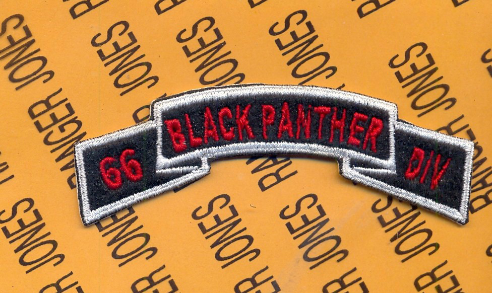 66th Infantry Division BLACK PANTHERS 4" arc tab scroll patch c/e