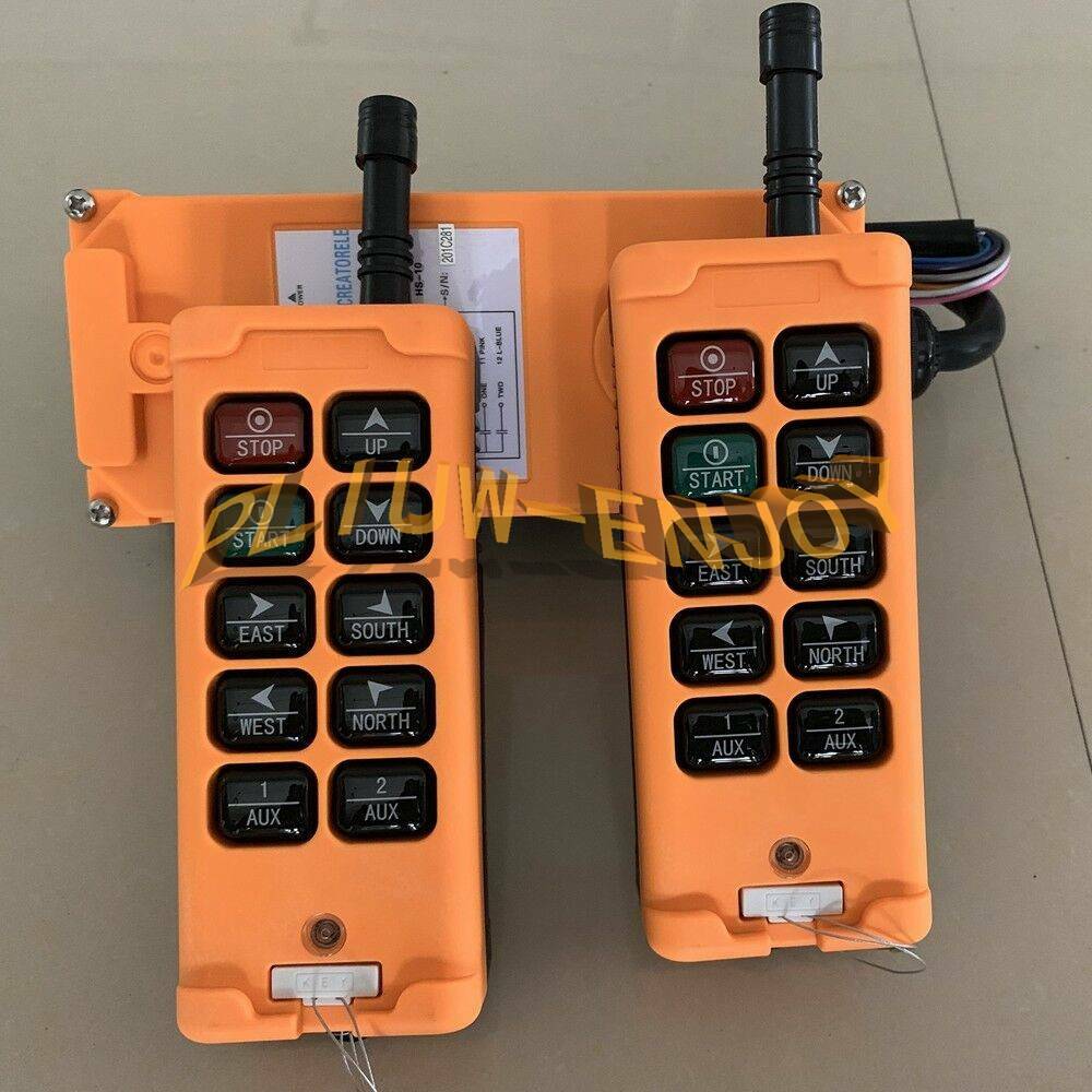 2 Tansmitters 10 Channels Industrial Wireless Crane Switch Hoist Remote Control