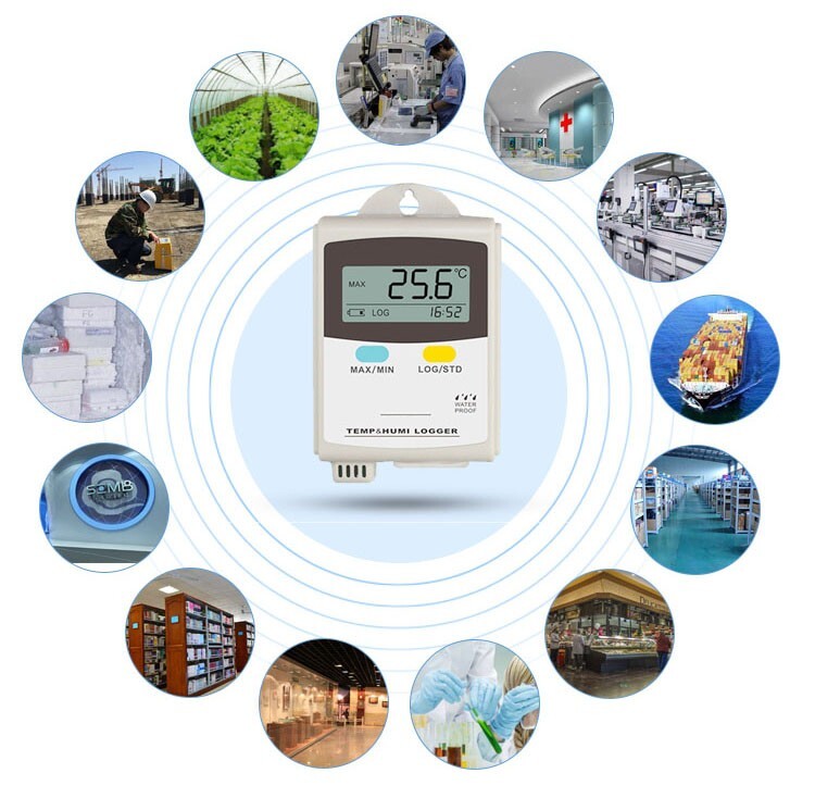 Portable Temperature Data Logger LCD Displays Real-time Data Slectable °C or °F
