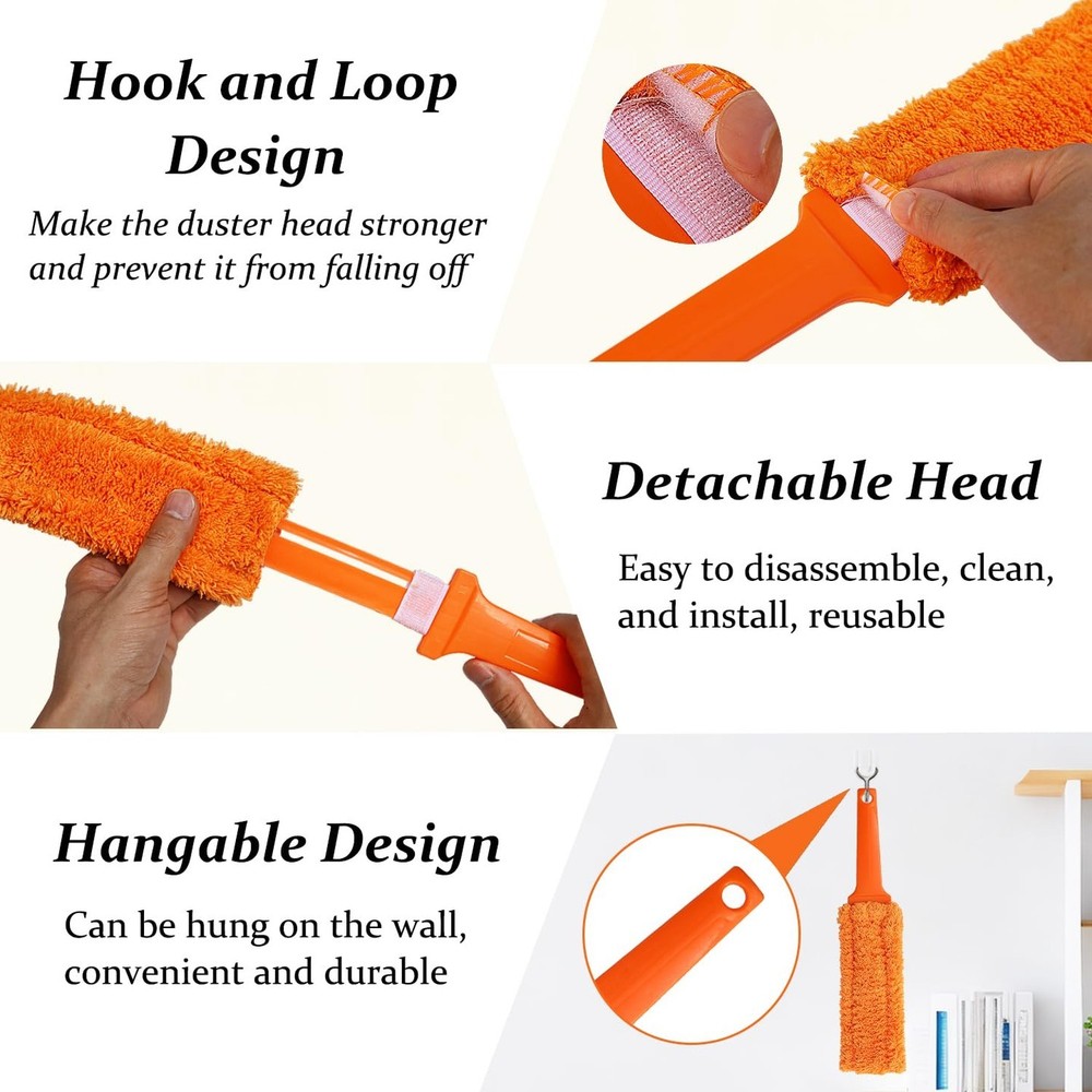 4 Pack 15 inch Reuseable Microfiber Feather Duster, Blind Duster, Gap Duster,...