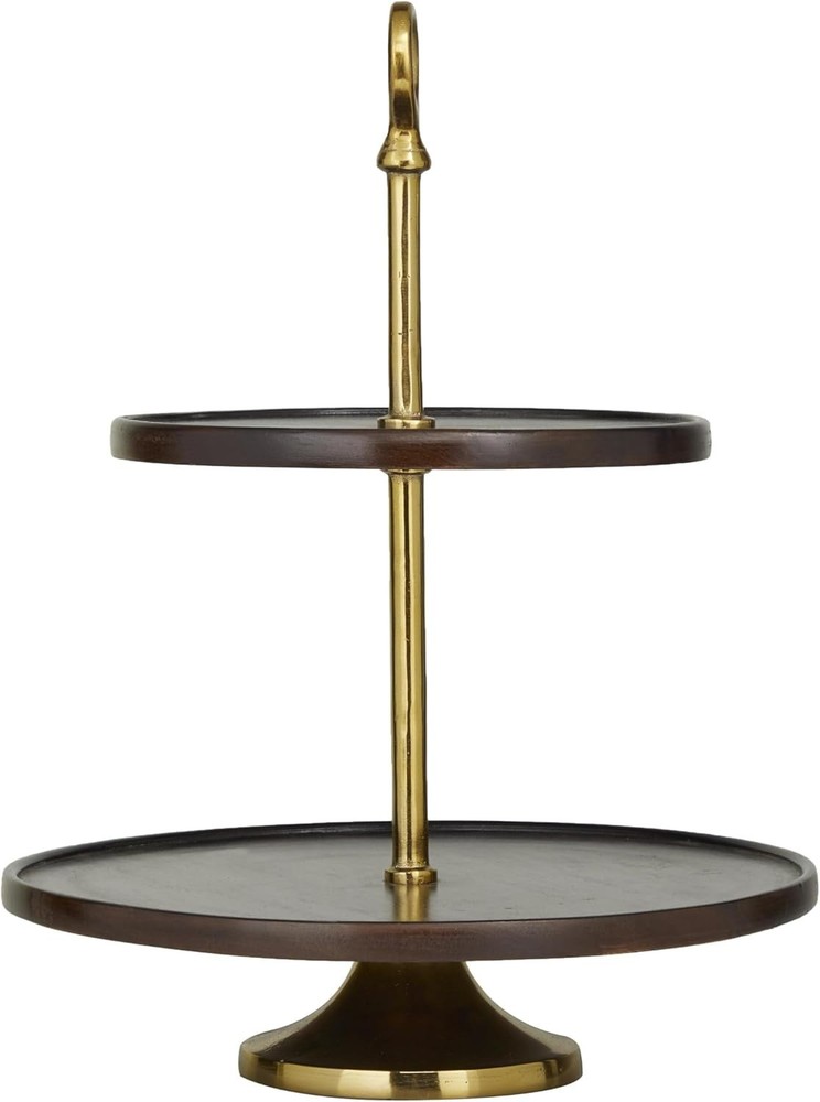 Wood 2-Tier Fruit Stand – Rustic Kitchen Decor – Made in India