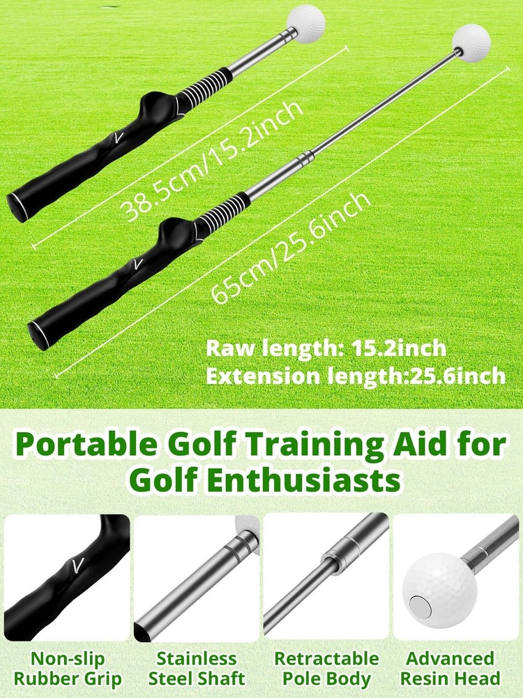 Retractable Golf Swing Trainer with Arm Band - Click Stick Golf Training Aid,...