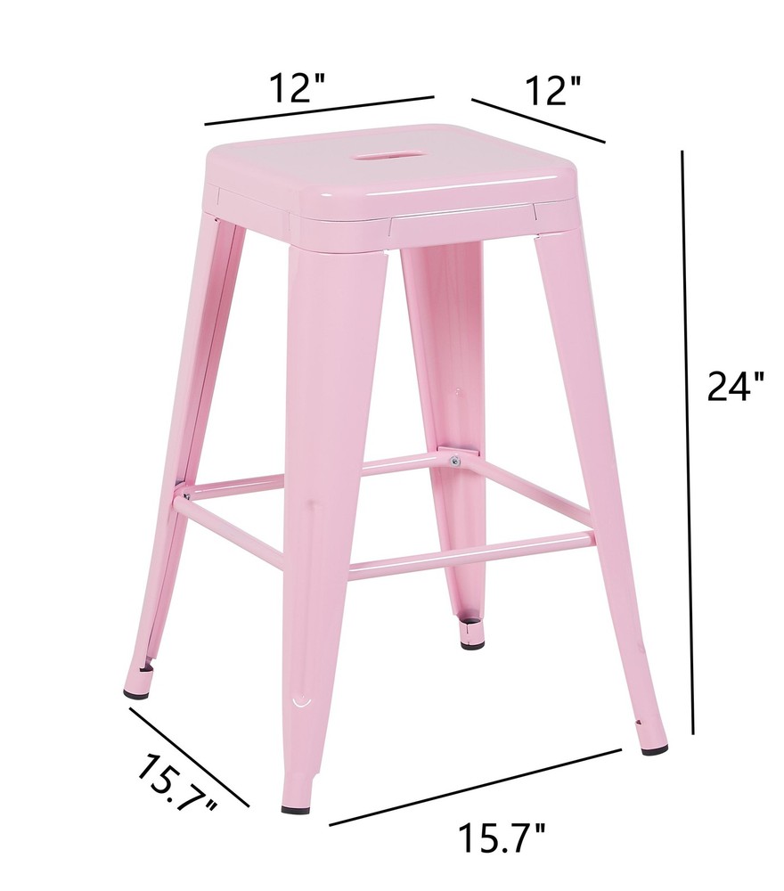 24 Inch Counter Height Stool, Backless Metal Bar Stools Set of 4, Non-Stackabl