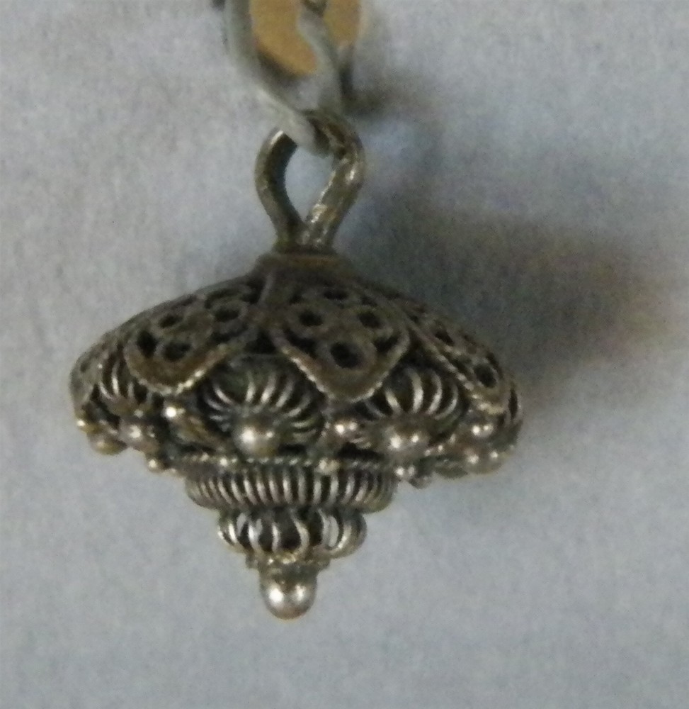 Bb SILVER Filigree OLD Handmade BUTTON Small