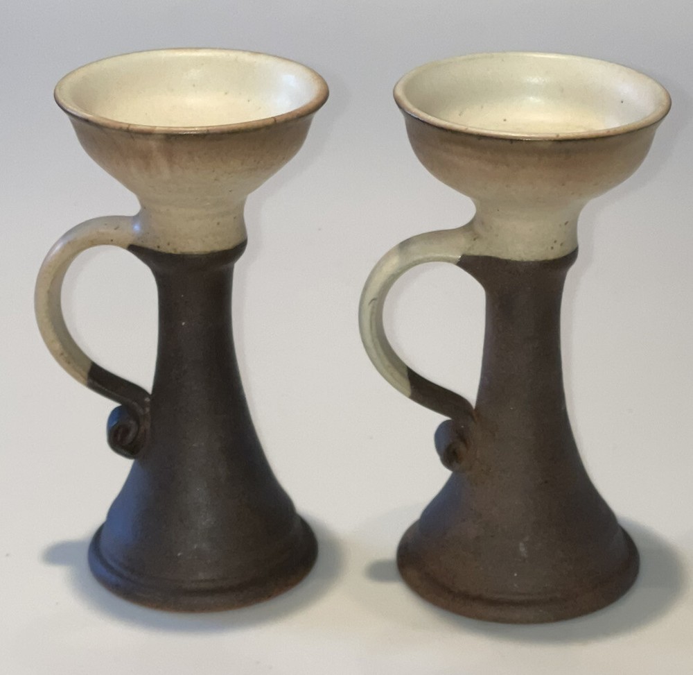 Jack O'Patsy JOP Ireland Studio Pottery Celtic Spiral Votive Candle Holders EUC