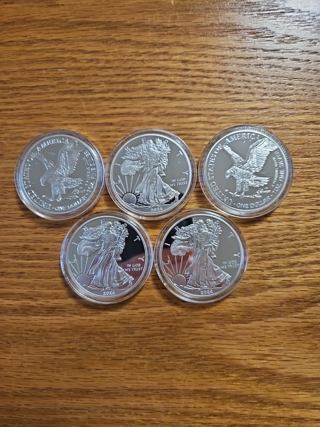 (5) Beautiful 2024 SILV*ER AMERICAN EAGLES 1 OZ BULLION COIN