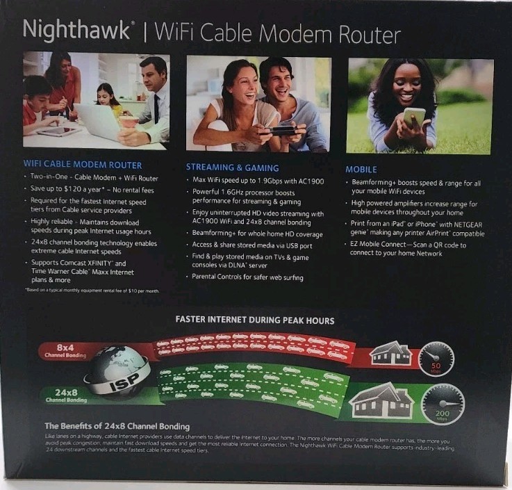 WiFi Cable Modem Router, Nighthawk AC1900 WiFi Cable Modem Router