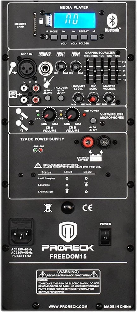 proreck Freedom 15 PA Speaker System Bluetooth Portable DJ Speaker