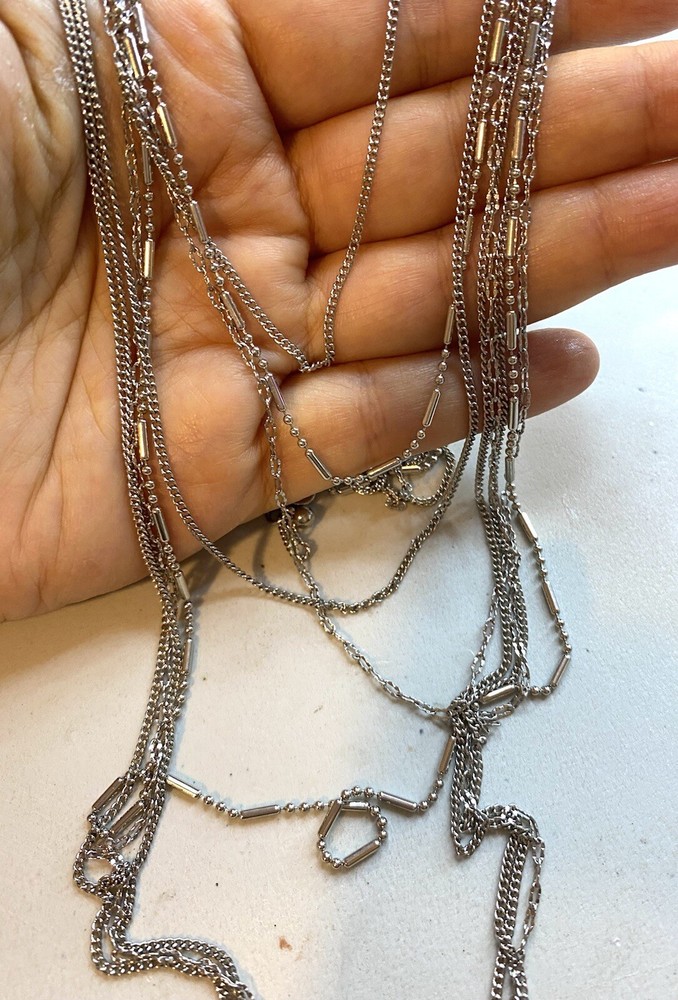 5.412 Vintage necklace, silver tone, chain, multi-row