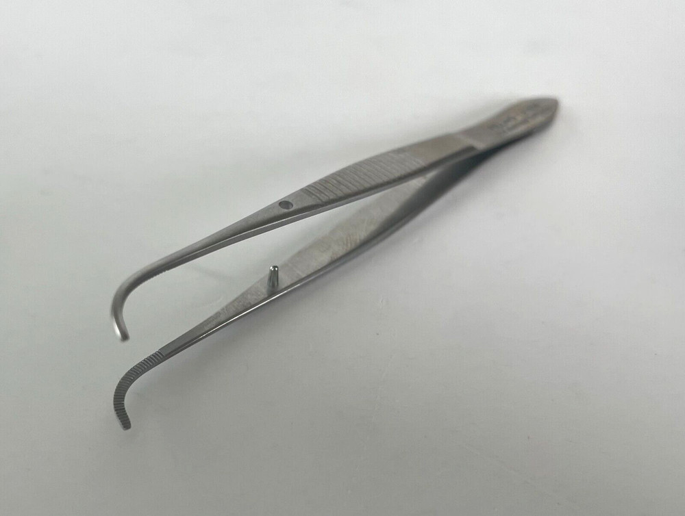 Pilling 181604 Iris Dressing Forceps,3 3/4" Full Curved 1×2 Teeth