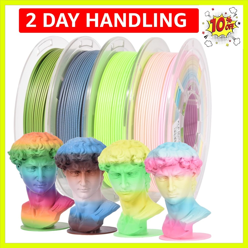 Matte PLA 3D Printer Filament Bundle Upgraded Multicolored Filament 1.75mm 4 ...