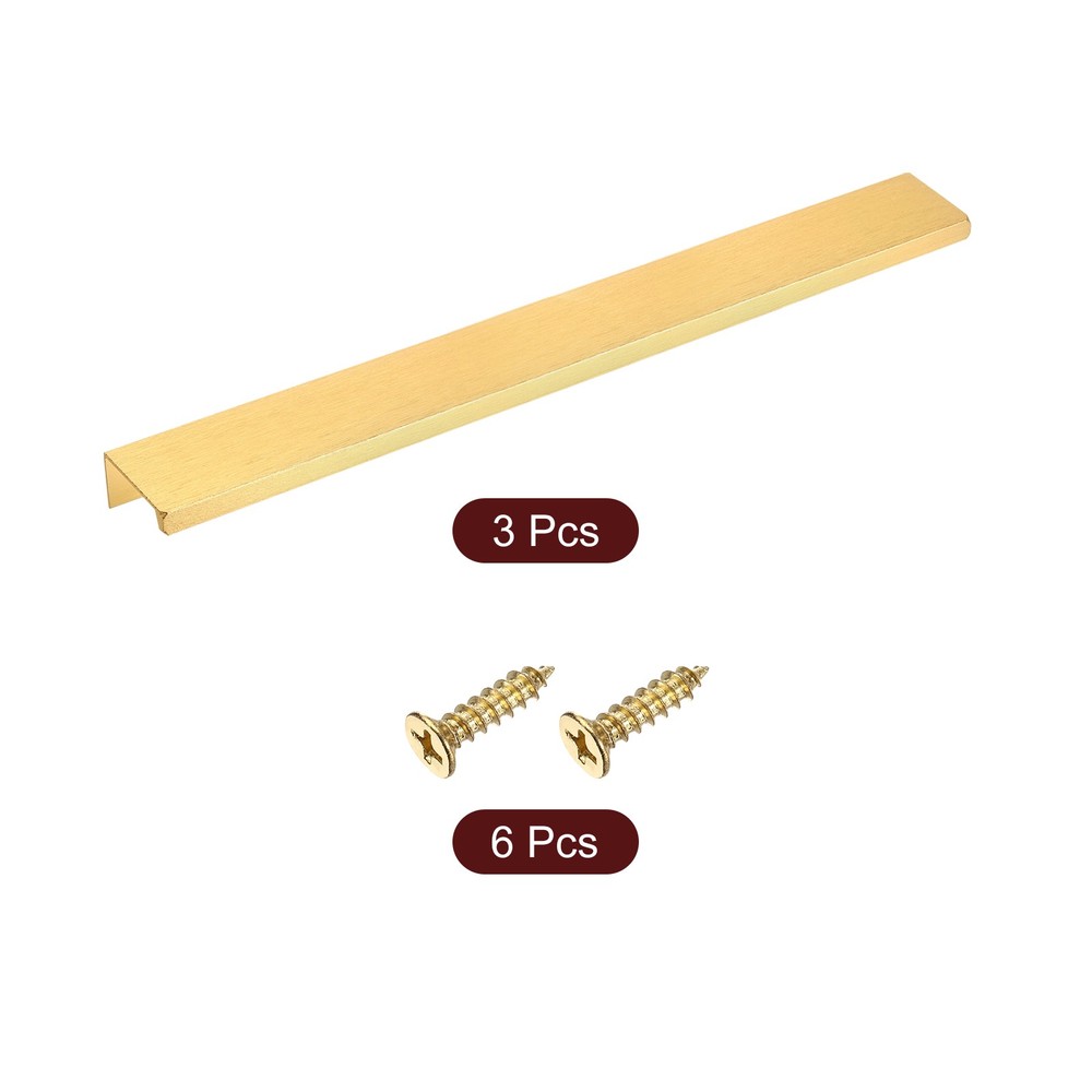 Cabinet Edge Finger Pull, 3pcs 250mm / 9.84" Hidden Cabinet Pulls, Gold