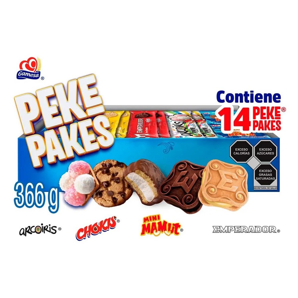 2 CAJAS DE PEKE PAKES GAMESA - ASSORTED COOKIES (2 BOXES / 28 PIECES)