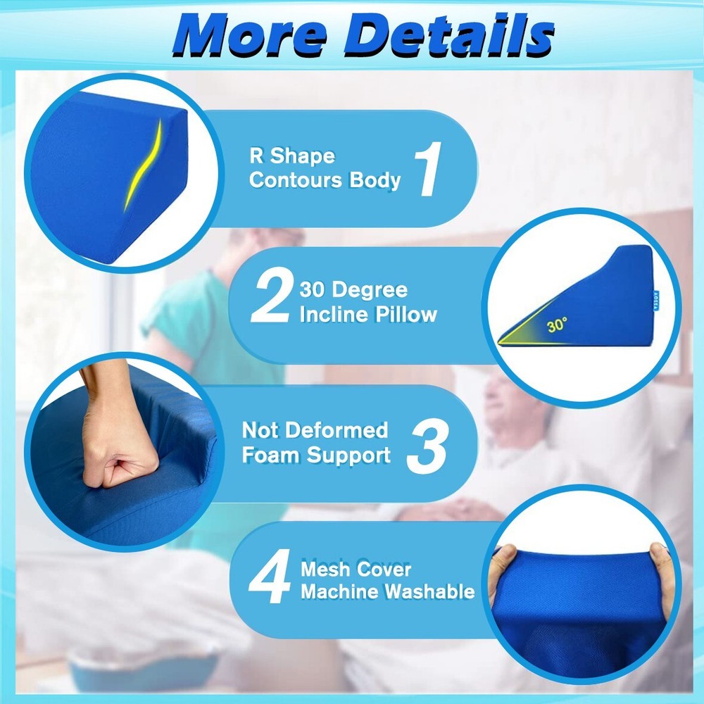 For Sleeping Triangle Wedge Pillow Cushion Post Surgery Bedsores Elderly Support
