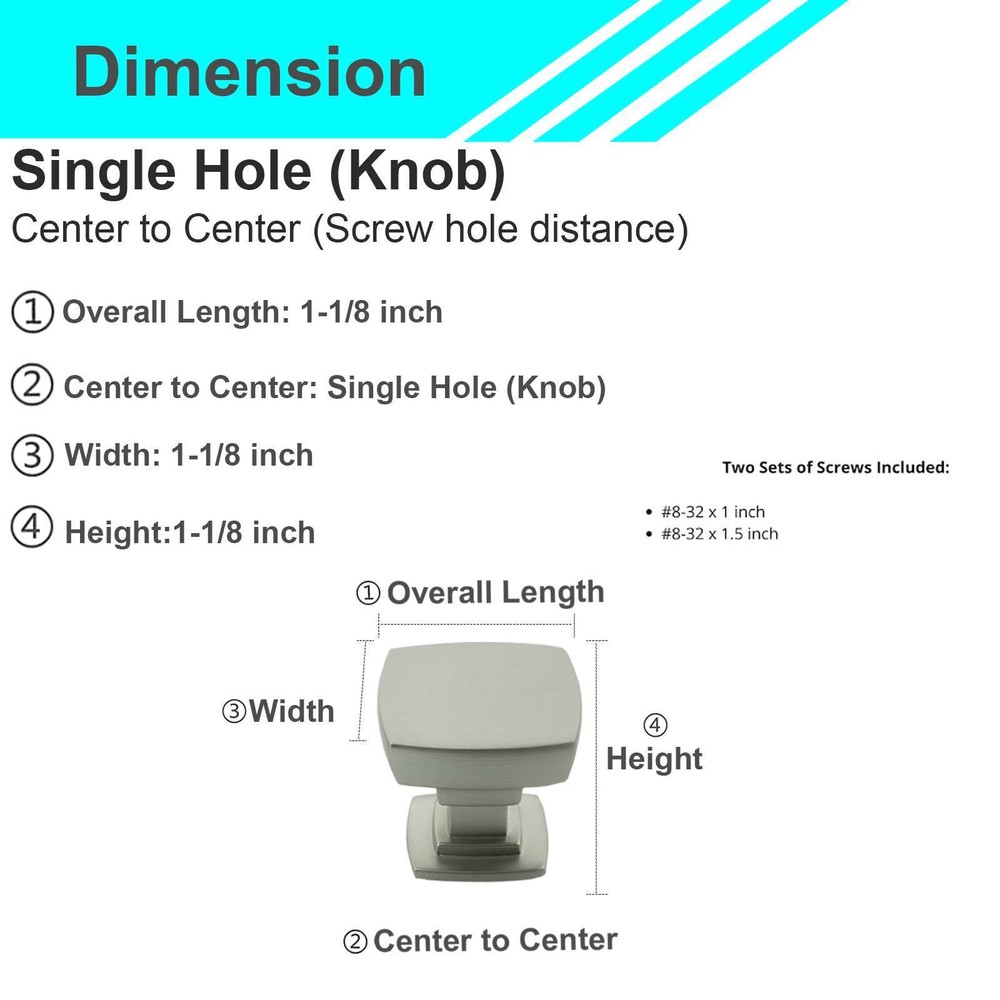 Solid Brushed Nickel Cabinet Pulls Knobs Handles Kitchen and Bathroom Drawers