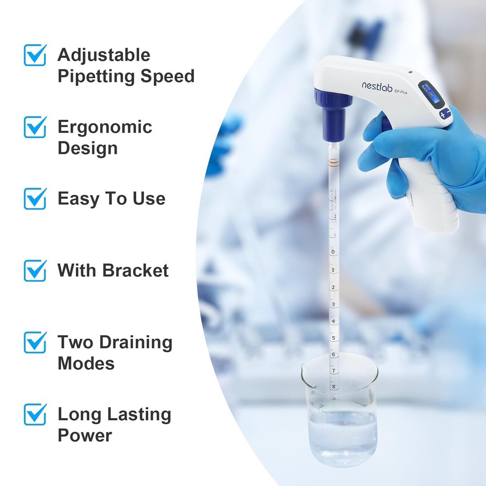 0.1-100ml Controller Electronic Pipettor for Lab LCD Screen 6 Adjustable Speed
