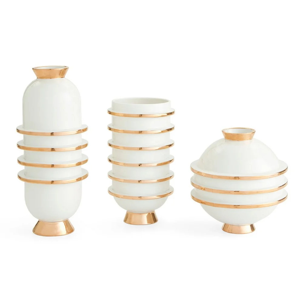 Jonathan Adler Orbit Urn Vase White/Gold