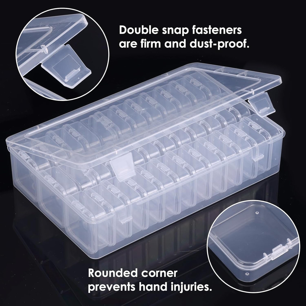 Bead Organizer Box, 36Pcs Small Clear Plastic Bead Storage, Mini Craft Storage C