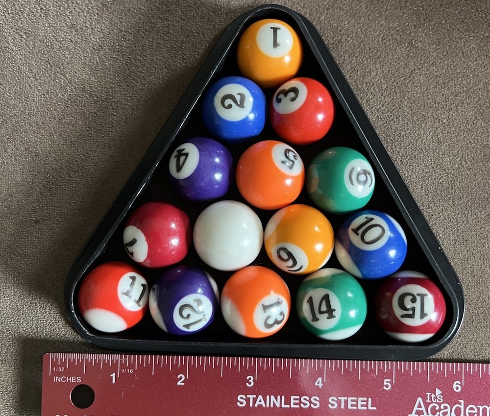 Mini Pool Ball Replacements Solids Missing 8 Ball 15/16”