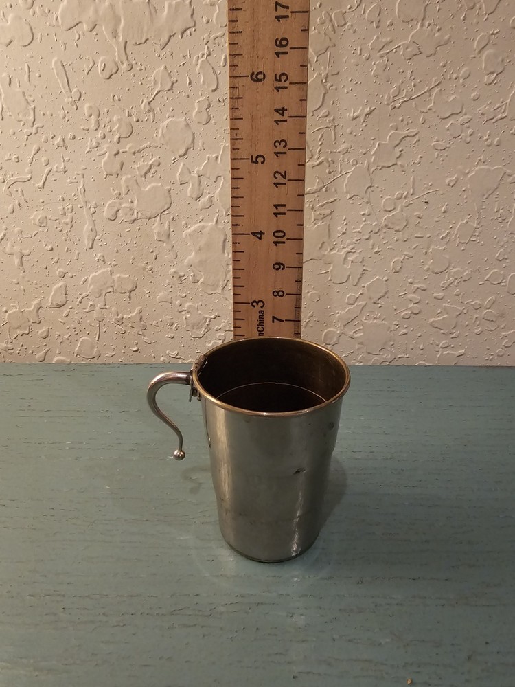 Antique German Collapsable Silver Cup W/Crocodile Leather Case, Hinged...