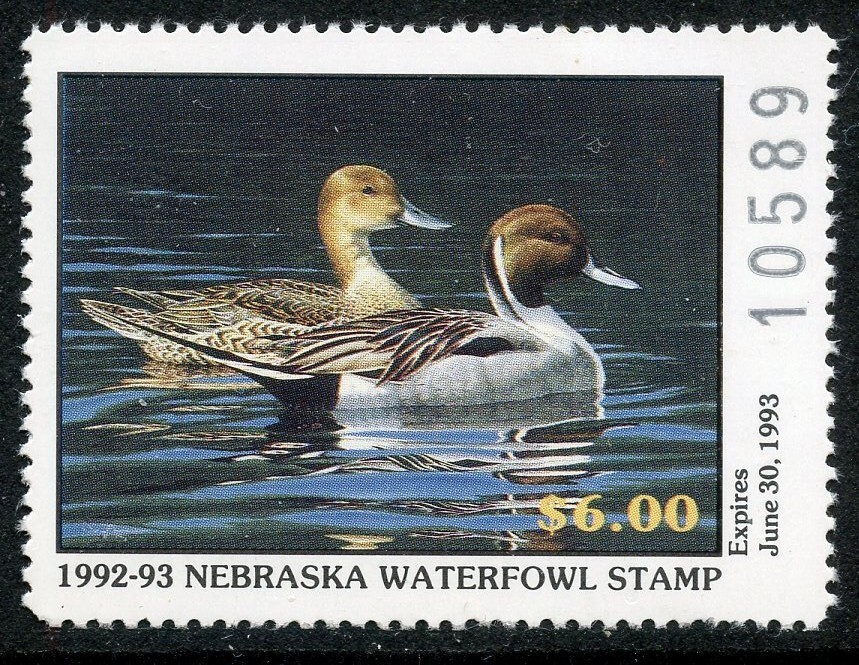 NEBRASKA 1992 WATERFOWL STAMP MINT NH