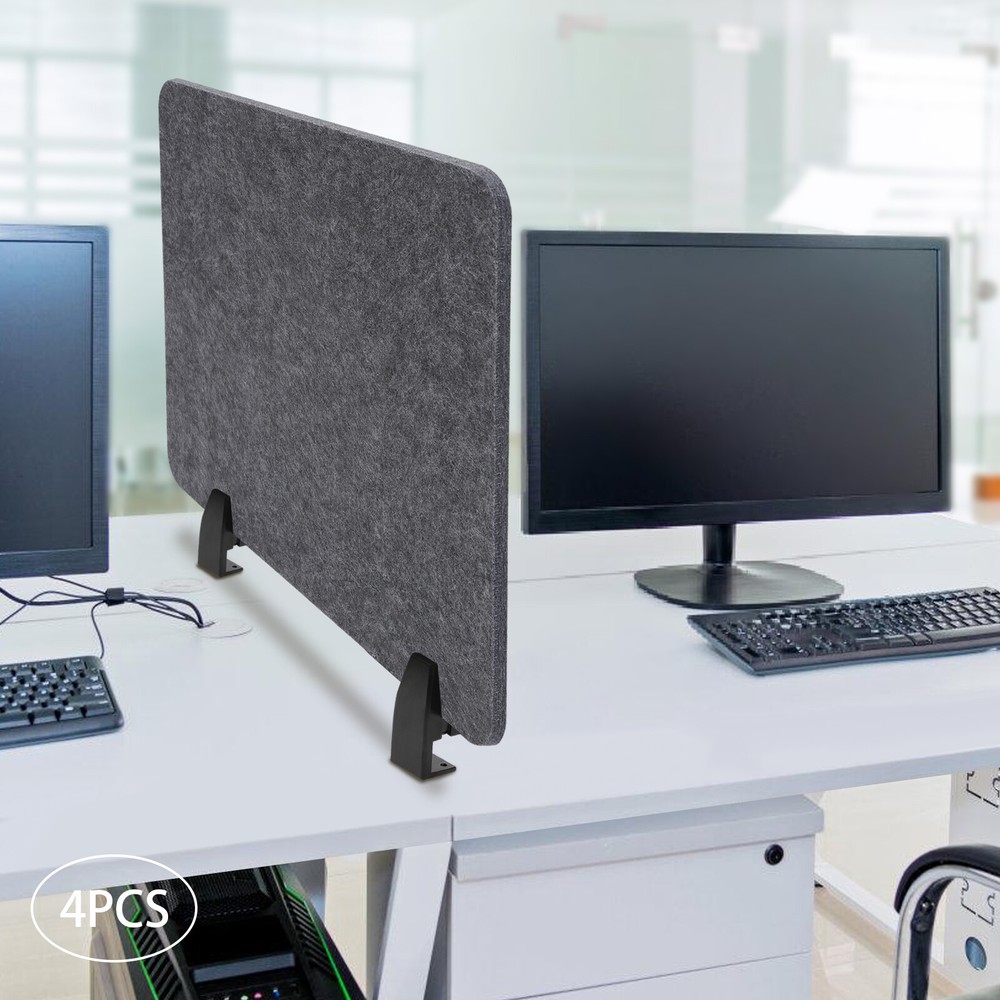 4PC Clamp-on Desktop Privacy Panel Screen Partition Cubicle Office Desk Divider
