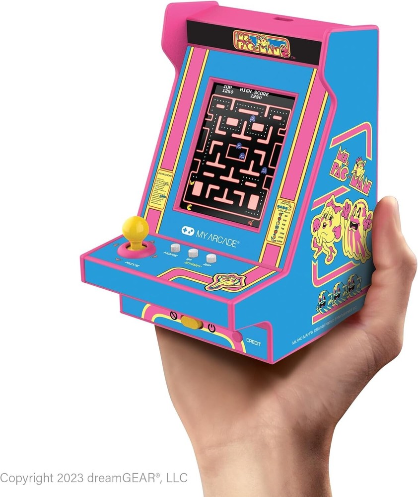 Compact Ms. Pac-Man Arcade Machine - 2.4" Screen & Built-in Speaker for Gamers