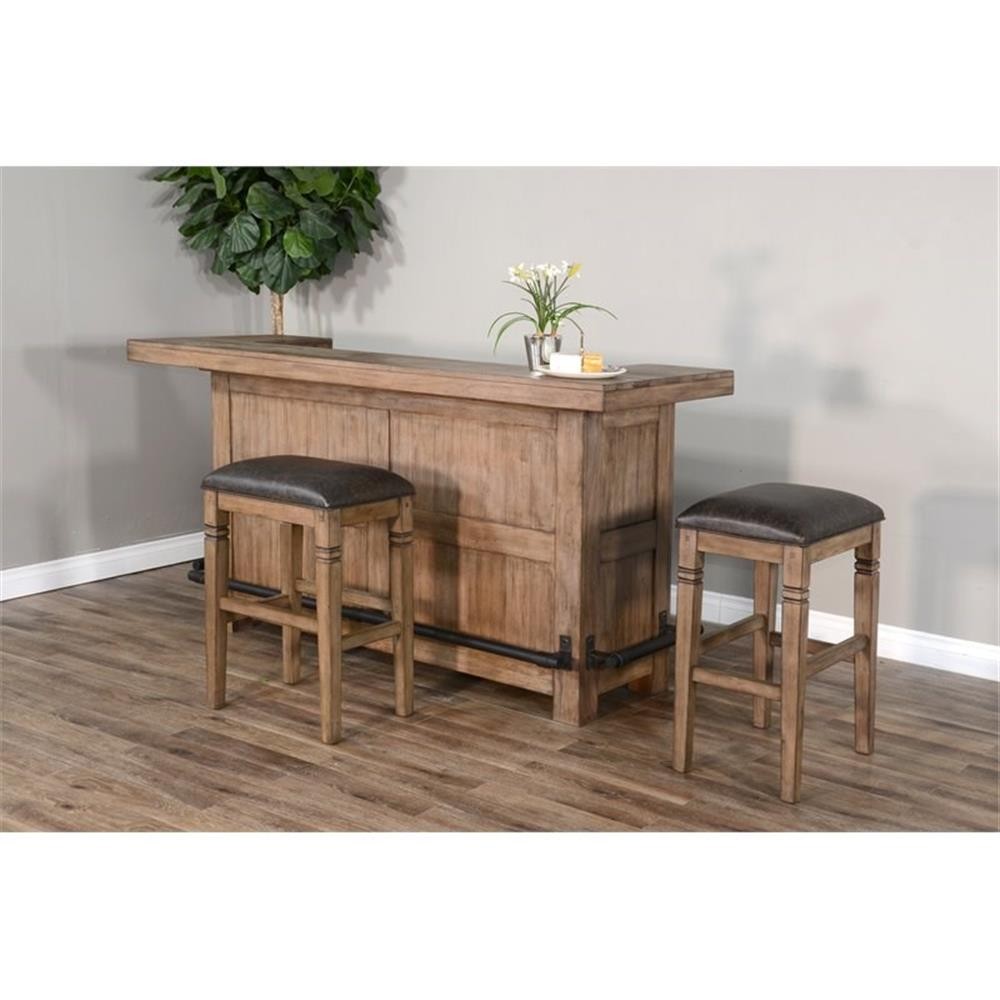 Home Square 4-Piece Set with Bar Unit & Hutch & 2 Backless Stools