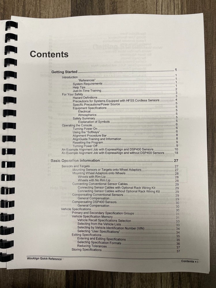 Hunter Engineering WinAlign Quick Reference Version 6.0